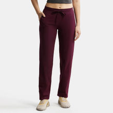 Jockey 1302 Women Super Combed Cotton Elastane Relaxed Fit Trackpants - Wine Tasting