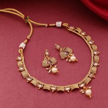 Priyaasi Gold-Plated Stone-Studded Beaded Handcrafted Jewellery Set