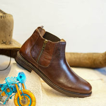 BUCKAROO Artek Full Grain Natural Leather Brown Chelsea Boots