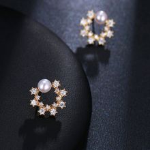 Yellow Chimes Gold-Plated Crystal Pearl Studded Earrings