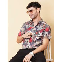 The Indian Garage Co Men Slim Fit Fauna Printed Half Sleeves Spread Collar Shirt Multi-Color