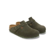 Birkenstock Boston Green Suede Leather Narrow Width Unisex Clogs