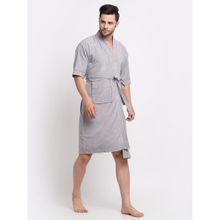 Creeva Unisex Micro Terry Grey Soft and Lightweight Kimono Style Bath Robe