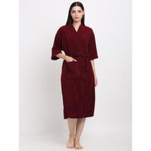 Creeva Unisex Micro Terry Maroon Soft and Lightweight Kimono Style Bath Robe