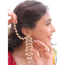 BINNI Tarangini Timeless Pachi Kundan-Pearl Earrings with Ear chain