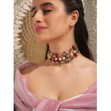 BINNI Gold Plated Kamini Multi-Color Beaded Choker