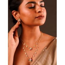 Voylla Navratan Rainbow Royals Layered Collar Necklace with Earrings