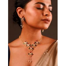 Voylla Navratan Eternal Symmetry Short Necklace with Earrings