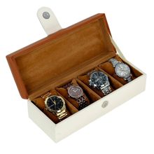 Leather World 4 Slots Watch Box Organizer for Men and Women