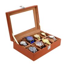 Leather World 8 Slots Watch Box Organizer for Men and Women with Transparent Display