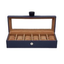 Leather World 6 Slots Watch Box Organizer for Men and Women with Transparent Display