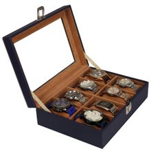 Leather World 8 Slots Watch Box Organizer for Men and Women with Transparent Display