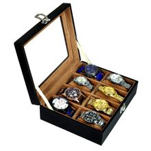 Leather World 8 Slots Watch Box Organizer for Men and Women with Transparent Display