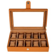 Leather World 10 Slots Watch Box Organizer for Men and Women with Transparent Display