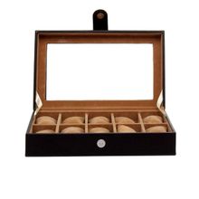 Leather World 10 Slots Watch Box Organizer for Men and Women with Transparent Display