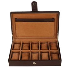 Leather World 10 Slots Watch Box Organizer for Men and Women