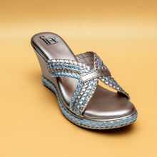 Dapper Feet Braided Strap Wedges Heels - Rose Gold