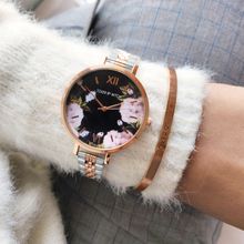Joker & Witch Jade Folral Dial Rosegold Watch Bracelet Stack For Women