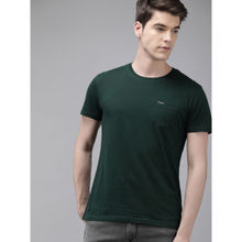 THE BEAR HOUSE Men Green Solid Round Neck Slim Fit T-shirt