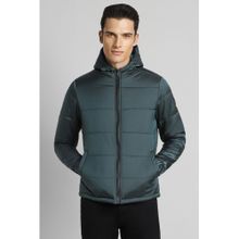 Simon Carter Men Solid Regular Full Sleeves Hooded Green Puffer Jacket