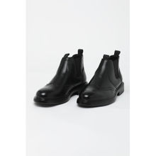 Snitch Black Broguing Casual Chelsea Boots