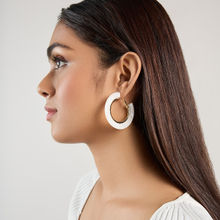 Pipa Bella by Nykaa Fashion Gold and White Enamel Hoop Earrings