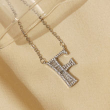 Pipa Bella by Nykaa Fashion Silver Crystal Studded F Initial Pendant and Chain