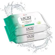 Lacto Calamine Daily Cleansing Face Wipes, Makeup Remover Wipes with Aloe Vera - Pack of 2
