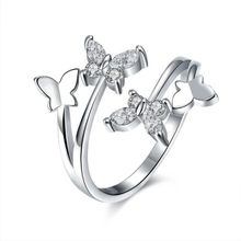 Jewels Galaxy Elegant Butterfly Crystal Adjustable Ring Jewellery For Women