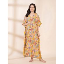 Secret Wish Yellow Floral Rayon Maternity Kaftan