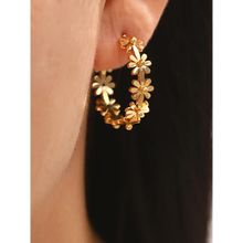 Peachy Accessories Elegant Floral Hoops - 18K Gold Plated