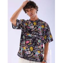 The Indian Garage Co Men Oversized Abstract Printed Crew Neck T-Shirt