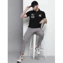 The Indian Garage Co Men Slim Fit Solid Black Polo Collar T-Shirt