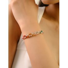 METALM 925 Silver Tennis Bracelet with Multicolor Spikes For Women