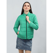 Chkokko Women Winter Puffer Zipper Stylish Jacket-Green