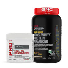 GNC Amp 100% Whey Advanced Double Rich Chocolate + Creatine Monohydrate - Combo Pack