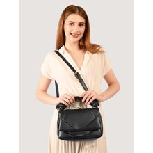 Accessorize London Womens Black Quilted Handheld Cross Body Bag