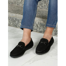 Teakwood Men Black Suede Leather Loafers