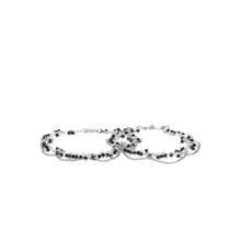 Blueberry Silver Chain Anklet Has Black And White Beads