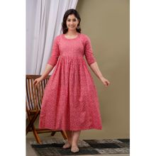 UrbanRang Coral Blossom Flared Maternity Maxi Dress