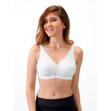 Juliet Non Padded Non Wired Cut & Sew Plain Cotton Minimiser Bra - White