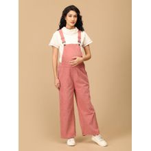 The Mom Store Dusky Rose Corduroy Maternity Dungaree