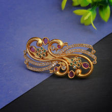 Adwitiya Women Gold Plated Stone-Studded Peacock Design Brooch