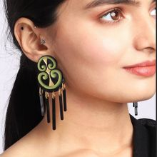 THE YV BRAND BY YASHVI VANANI The Mirror Crown Green Danglers