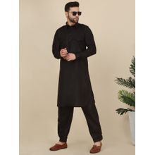 Kraft India Men Black Pathani Kurta with Salwar (Set of 2)