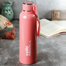 CELLO Puro -X Benz 900 Insulated Inner Outer Plastic Water Bottle (730Ml, Peach)