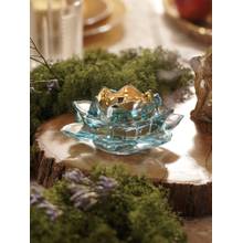 Pure Home + Living Light Blue Lotus Shaped Glass Tea Light Holder