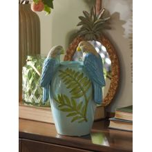 Pure Home + Living Blue Parrot Ceramic Vase