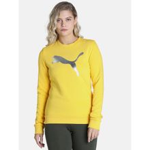 Puma Logo Crew Women Yellow Sweatshirt
