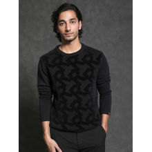 Rare Rabbit Fink Black Typography Printed Sweater